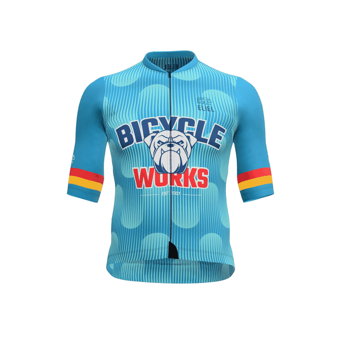 Bexley Works blue illustrated cycling jersey